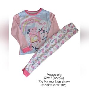 Peppa Pig Pink & Blue Pajama Set | Size 7 Girls